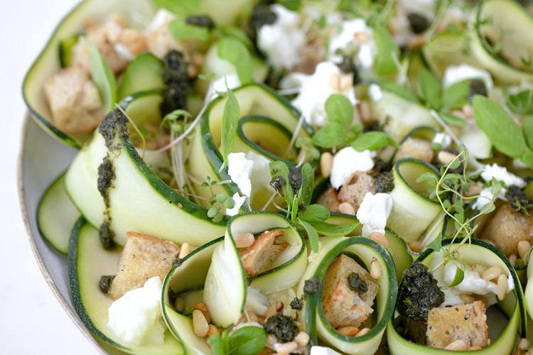 Zucchini, Spinach and Goat Cheese Salad Recipe