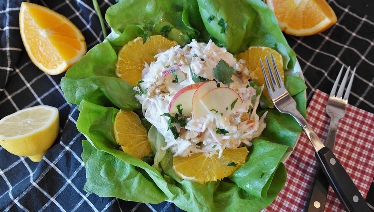 Salad Recipe - Waldorf Salad with Apples, Oranges, Walnuts and Mayo
