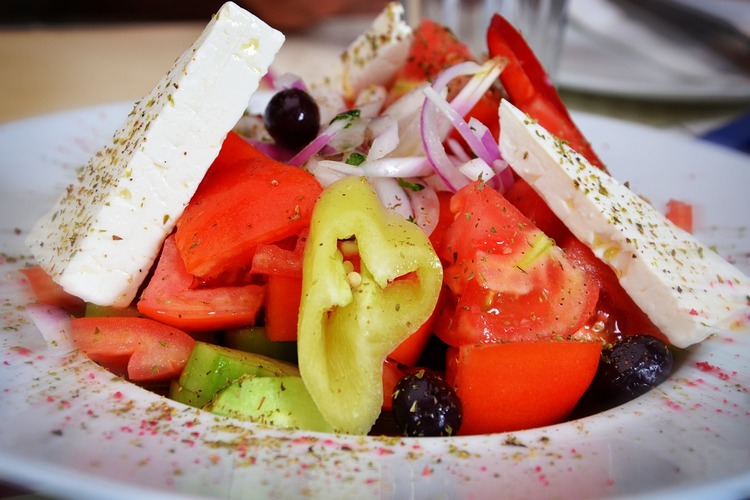 Salad Recipe - Greek Salad with Feta, Cucumber, Onios, Peppers and Tomatoes