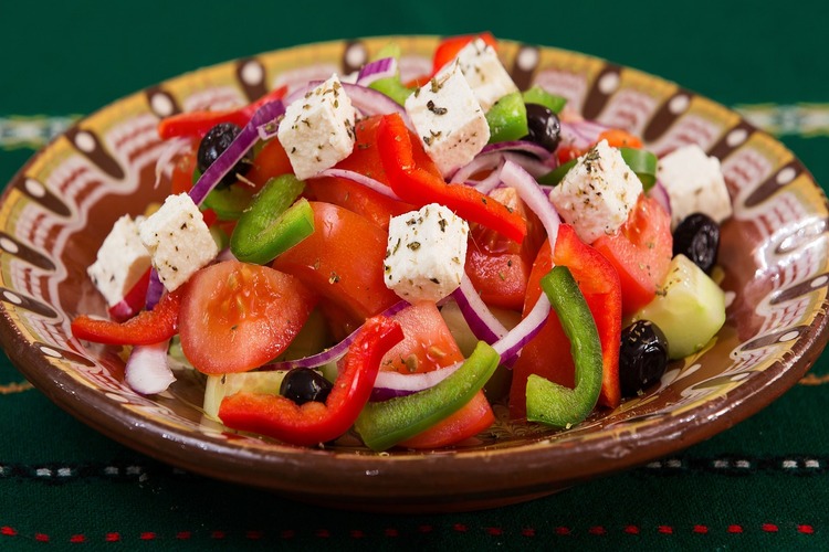 Greek Salad with Feta, Tomatoes, Olives and Peppers Recipe