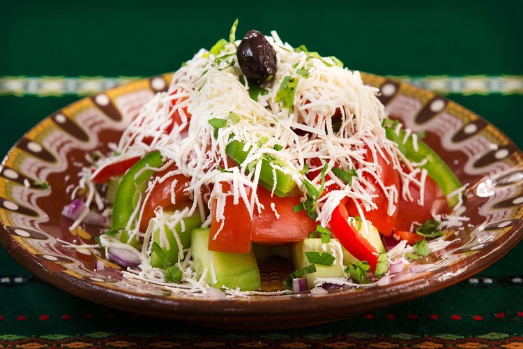 Bell Pepper and Cucumber Salad with Olives and Cheese - Salad Recipe