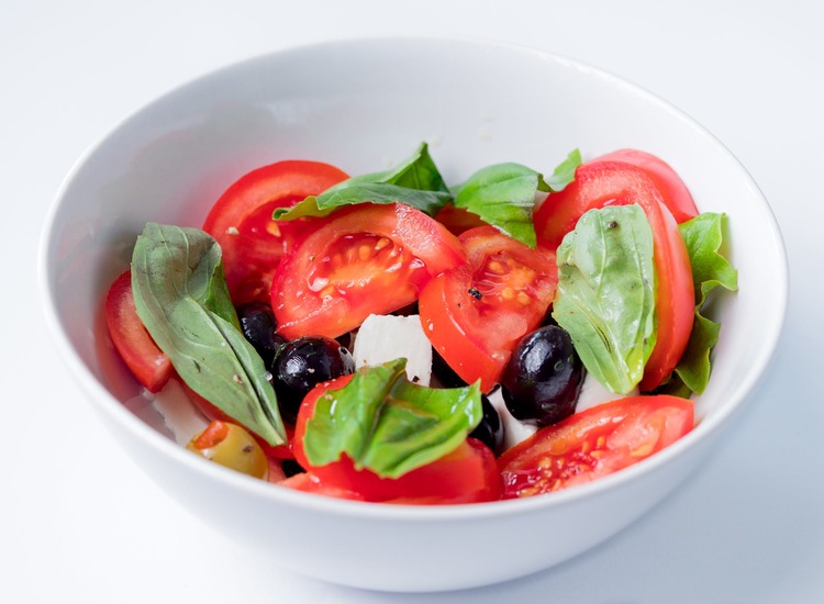 Salad Recipe - Caprese Salad with Basil and Olives