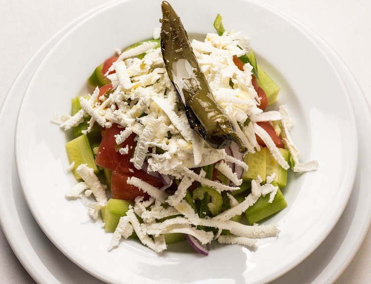 Greek Salad with Tomato, Olives, Cucumbers and Cheese Recipe