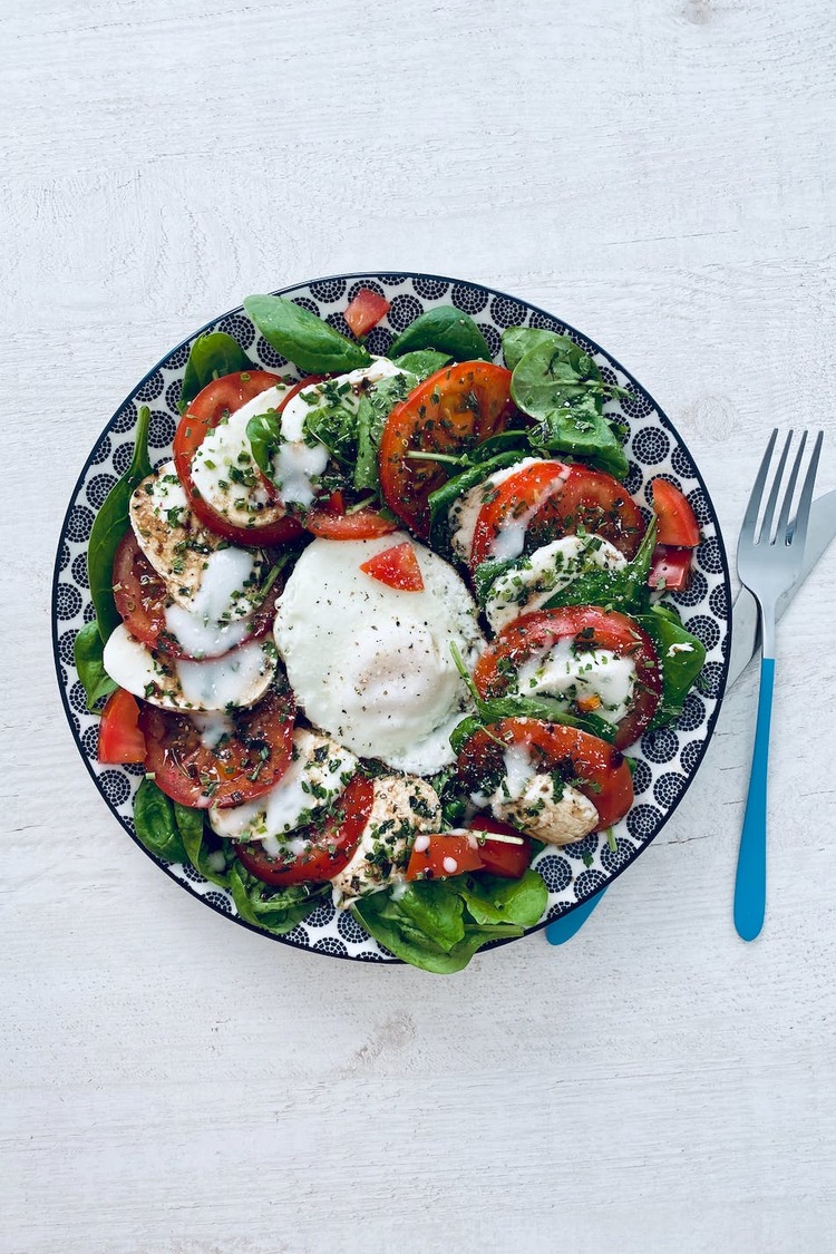 Tomato Basil Salad with Eggs Recipe